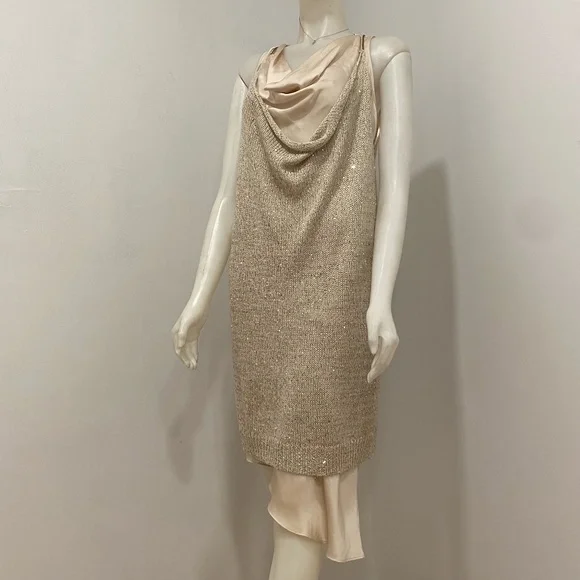 Jennifer Lopez | Dresses | Jennifer Lopez Champagne Sweater Over Silk Dress  Large L | Poshmark
